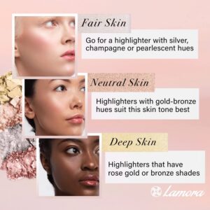 Highlighter Palette Highlighter Makeup Iluminador - Glow Bronzer Powder Makeup Highlighter Kit With Mirror - 4 Highly Pigmented Face Highlighter Shimmer Colors - Vegan, Cruelty Free & Hypoallergenic