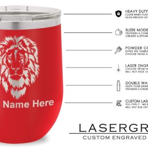 LaserGram Double Wall Stainless Steel Wine Glass Tumbler, Crab, Personalized Engraving Included (Red)