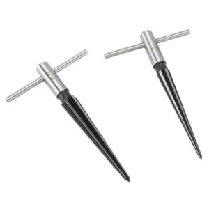 yaekoo 2 pcs tapered reamer t handle 6 fluted chamfer bridge pin hole hand held reamer sizes 1/8"-1/2" (3-13mm) & 5''-5/8'' (5-16mm) handle drilling tools