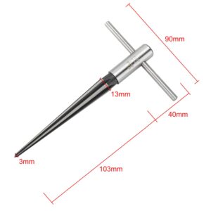 YaeKoo 2 pcs Tapered Reamer T Handle 6 Fluted Chamfer Bridge Pin Hole Hand Held Reamer Sizes 1/8"-1/2" (3-13mm) & 5''-5/8'' (5-16mm) Handle Drilling Tools