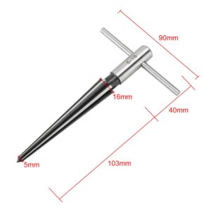 YaeKoo 2 pcs Tapered Reamer T Handle 6 Fluted Chamfer Bridge Pin Hole Hand Held Reamer Sizes 1/8"-1/2" (3-13mm) & 5''-5/8'' (5-16mm) Handle Drilling Tools