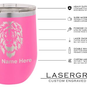 LaserGram Double Wall Stainless Steel Wine Glass Tumbler, Princess Crown, Personalized Engraving Included (Pink)