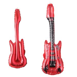 bell musical instrument guitar foil balloon helium air balloon party supplies kids inflatable toys birthday ballon classic toy (guitar red)