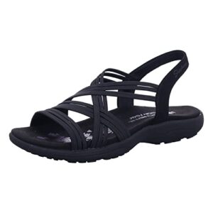 skechers women's reggae slim-simply stretch sport sandal, black, 8