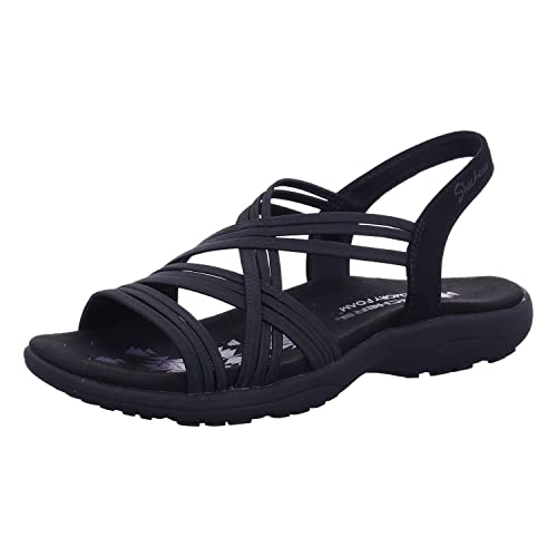 Skechers Women's Reggae Slim-Simply Stretch Sport Sandal, Black, 8