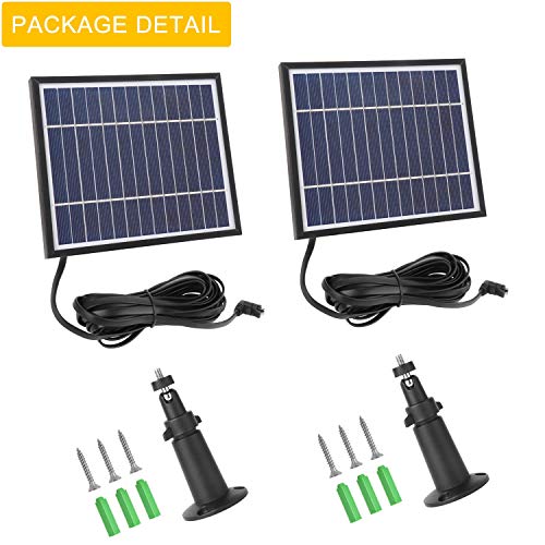 iTODOS Solar Panel Compatible with Arlo Pro and Arlo Pro2 Camera,11.8feet Power Cable and Adjustable Mount(2 Pack, Black)