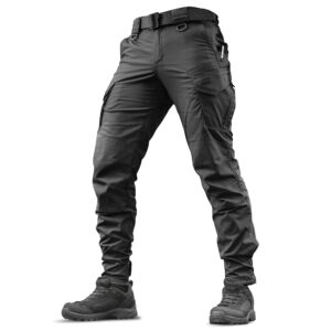 m-tac aggressor flex - tactical pants - men black cotton with cargo pockets (black, 34w x 32l)
