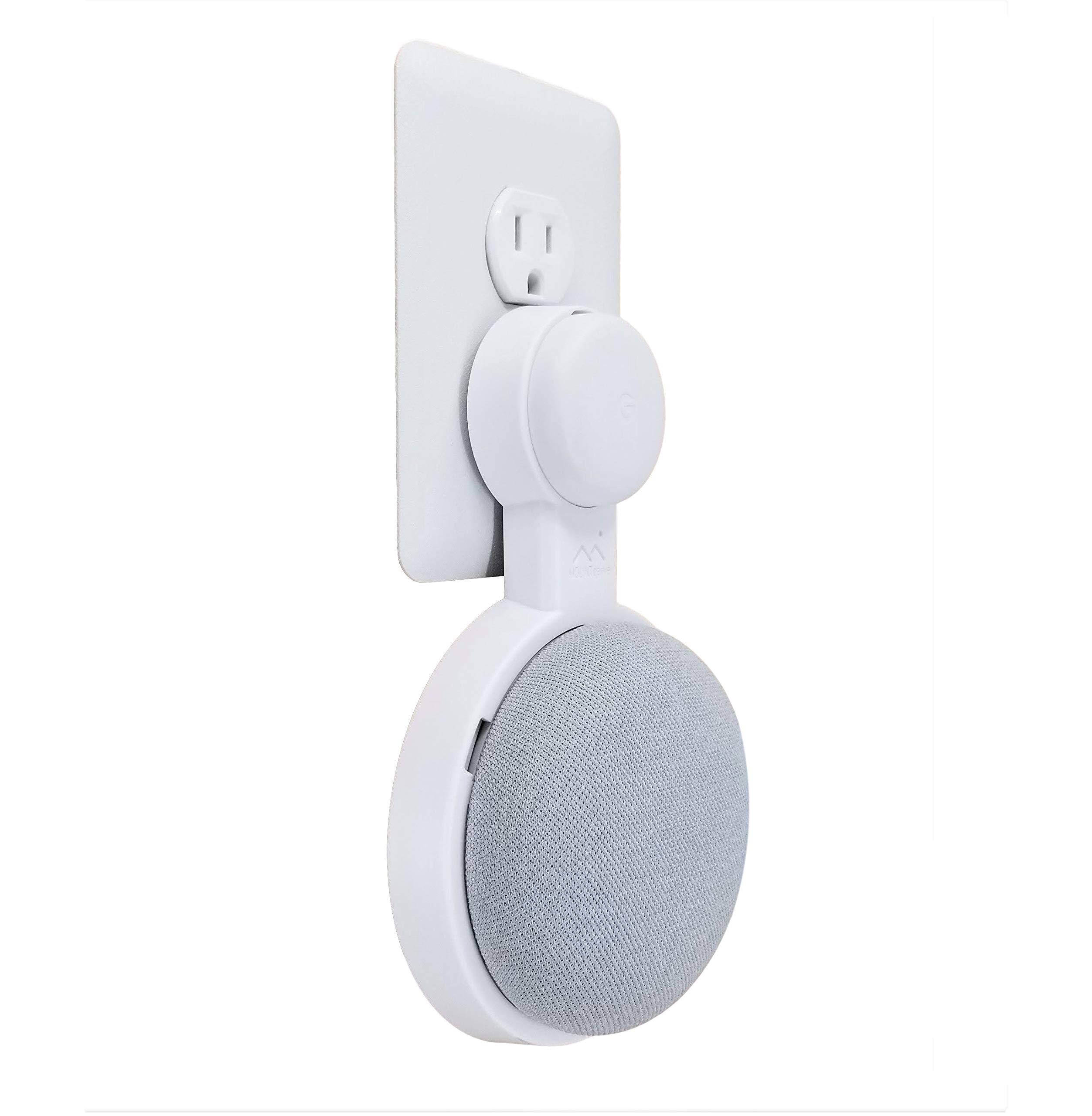 The Mini Genie for Google Nest Mini (2nd Gen) | Multi-Pack Disc. | Lowest Profile | No Ugly Bulk | Vertical or Horizontal | Outlet Wall Mount Hanger Stand (White, 1-Pack)