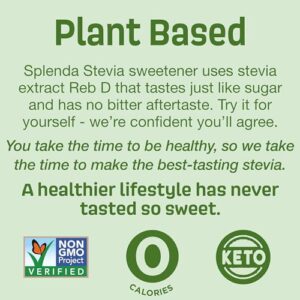 SPLENDA Stevia Zero Calorie Sweetener, Plant Based Sugar Substitute Granulated Powder, Single Serve Packets with Tray, 250 Count (Pack of 1)