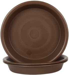 plant saucer 10 12 14 16 inch heavy duty sturdy drip trays durable plastic plant saucer tray set - indoor and outdoor use, pack of 3(14" - 3 pack)