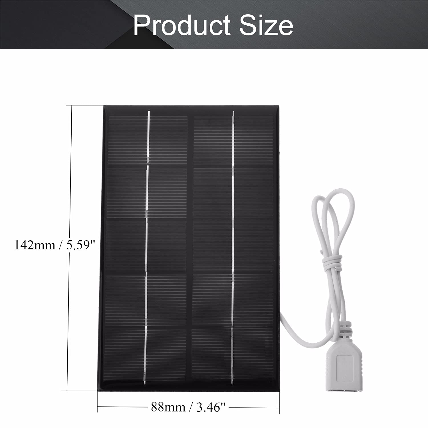 Fielect 5V 2W Polycrystalline Mini Solar Panel Module DIY for Light Toys Charger 88x142mm 1Pcs