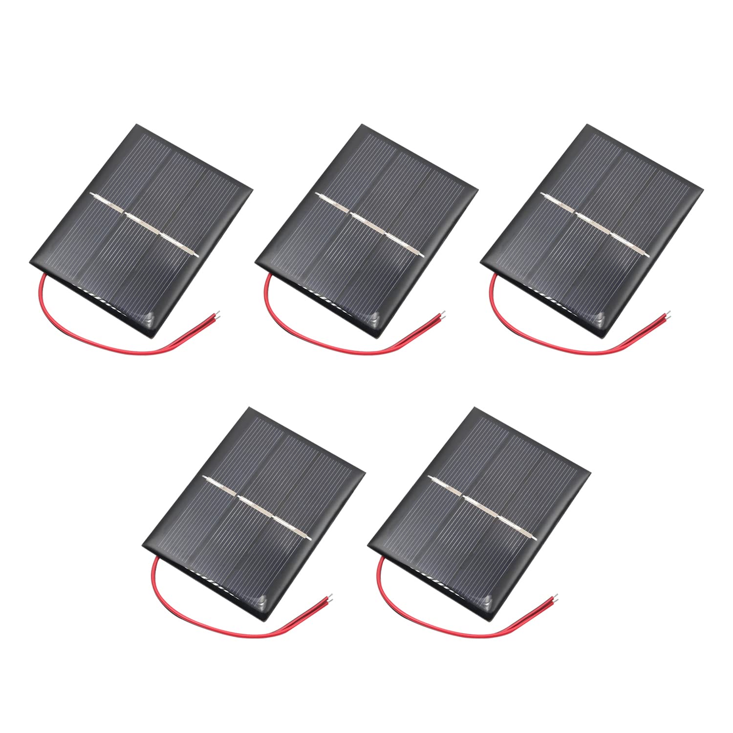 Fielect 5Pcs 1.5V 0.65W Small Solar Panel Polysilicon Mini Solar Cells DIY Electric Toy Materials for Battery Power, 80x60mm