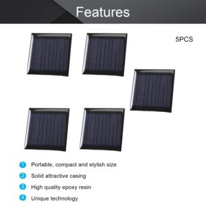Fielect 5pcs 5V 0.25W Solar Panel Polysilicon Mini Solar Cells DIY Electric Toy Materials for Battery Power LED 50x50mm
