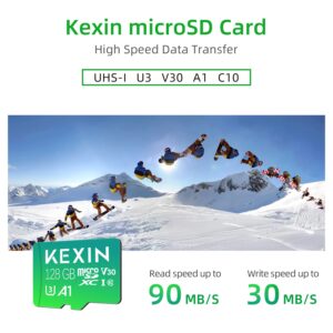 KEXIN 128GB Micro SD Card Class 10, U3, V30, A1 Ultra MicroSDXC UHS-I Memory Card, 2 Pack