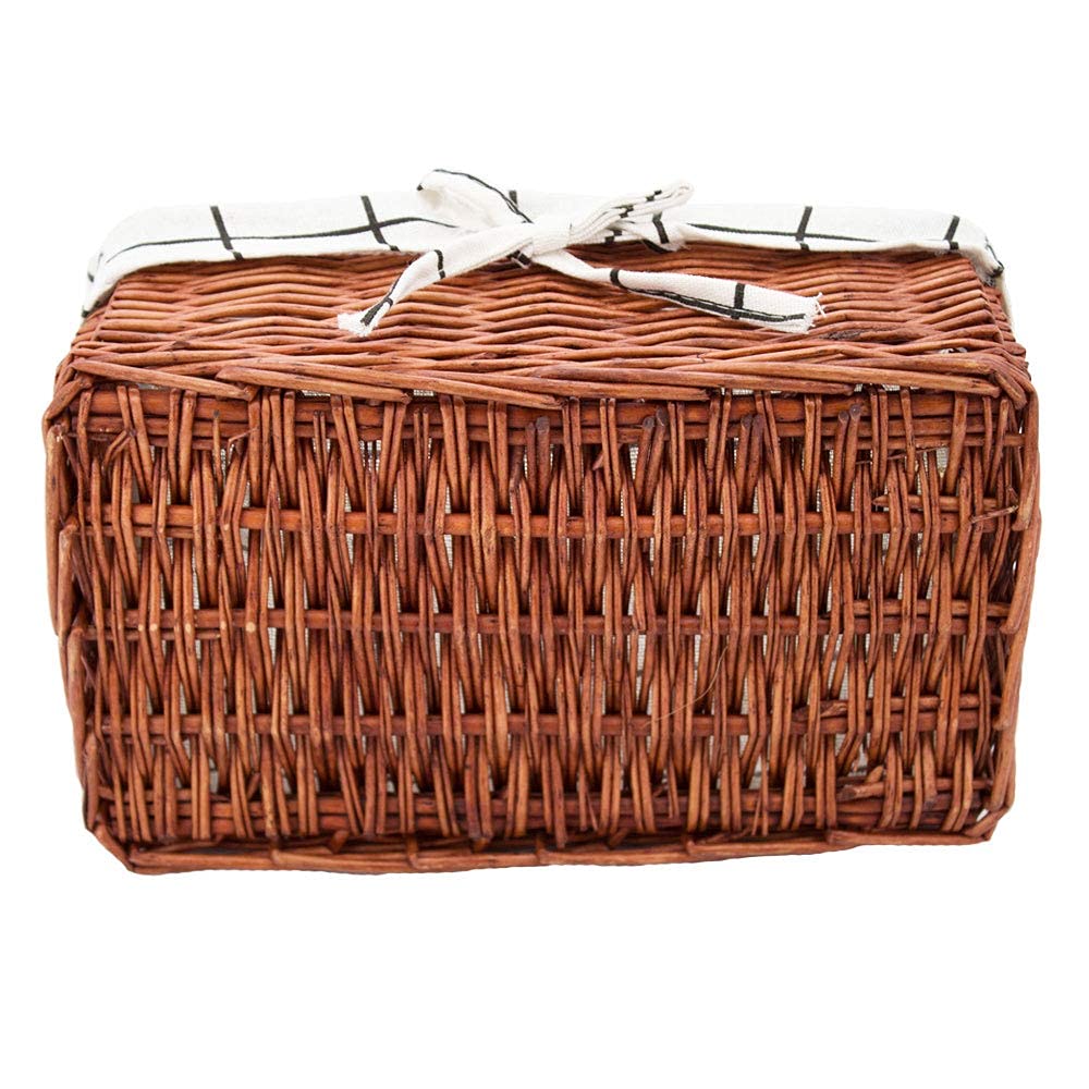 Wicker Storage Basket, Rectangular Storage Basket，Natural and Decorative, Arts and Crafts. (Brown)