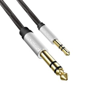 digitnow 6.35mm 1/4" to 3.5mm 1/8" male trs stereo audio cable with alloy housing and nylon braid for smartphone, pc, home theater, amplifier and mixing console, 6.6ft