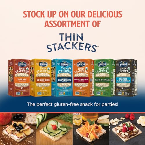 Lundberg Thin Stackers - Rice Cakes, Organic Brown Rice Lightly Salted, Healthy Snacks for Adults and Kids, Low-Calorie Snacks, Organic Snacks, Vegan, 6 Oz (Pack of 3)