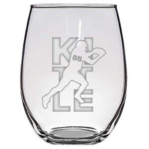 hat shark football sports athletic player - laser engraved stemless wine glasses (kittle #85)