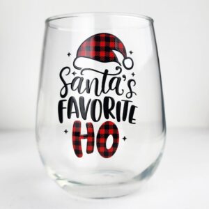 it's a skin christmas wine glasses funny stemless wine glass with funny saying for women. wine gifts for women santas favorite ho.