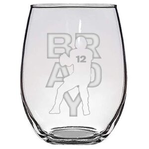 hat shark football sports athletic player - laser engraved stemless wine glasses (brady #12)
