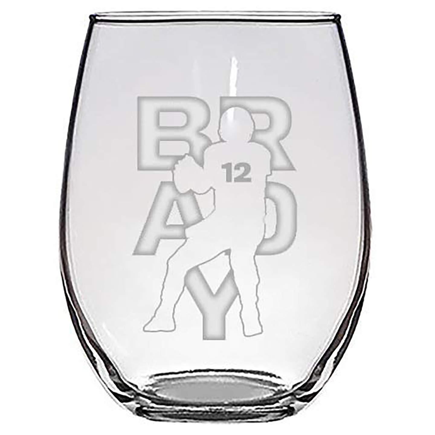 Hat Shark Football Sports Athletic Player - Laser Engraved Stemless Wine Glasses (Brady #12)