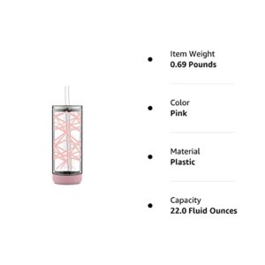 Ello Peak Double Wall Insulated Plastic Tumbler with Straw, 22 oz, Pink Satin Lasers