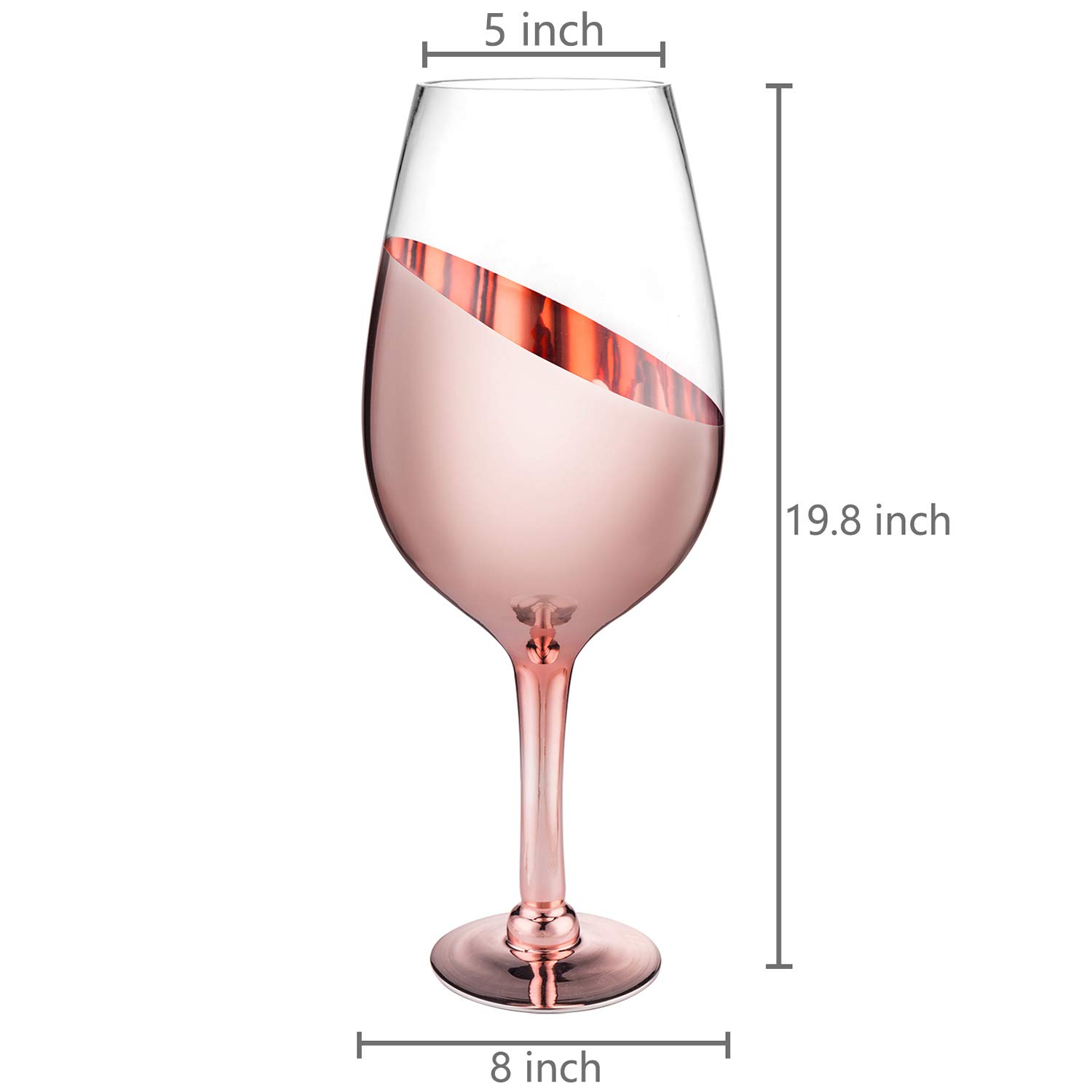 MyGift 20-inch Decorative Oversized Wine Glass with Copper Tone Metal Stem, Novelty Giant Champagne Magnum Chiller