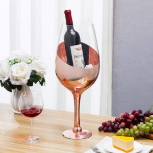MyGift 20-inch Decorative Oversized Wine Glass with Copper Tone Metal Stem, Novelty Giant Champagne Magnum Chiller