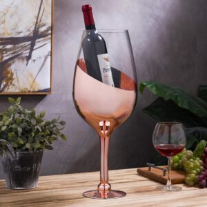MyGift 20-inch Decorative Oversized Wine Glass with Copper Tone Metal Stem, Novelty Giant Champagne Magnum Chiller