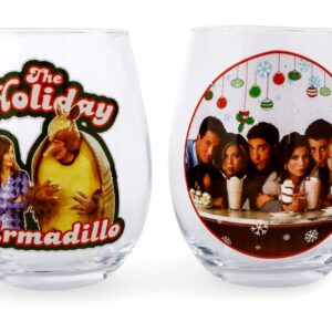 Friends Holiday Stemless Wine Glass Collectible 2-Pack | Each Holds 20 Ounces