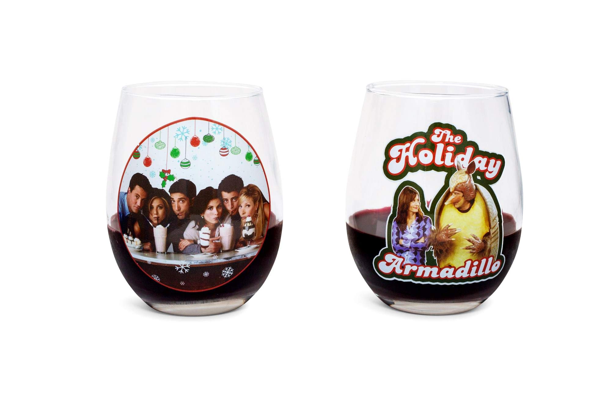 Friends Holiday Stemless Wine Glass Collectible 2-Pack | Each Holds 20 Ounces