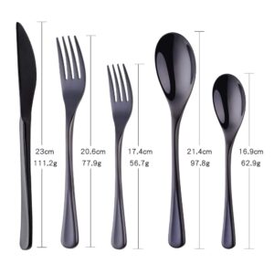 Baikai Heavy-duty Dinerware Silverware Set, 20 Pieces Black Flatware Cultery Sets, Stainless Steel Kitchen Utensils Service for 4