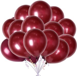 maylai 50 pack burgundy balloons 12 inch(thicken 3.2g/pc), wine red ballons round helium pearlized balloons maroon balloons for wedding birthday christmas party decoration (burgundy)