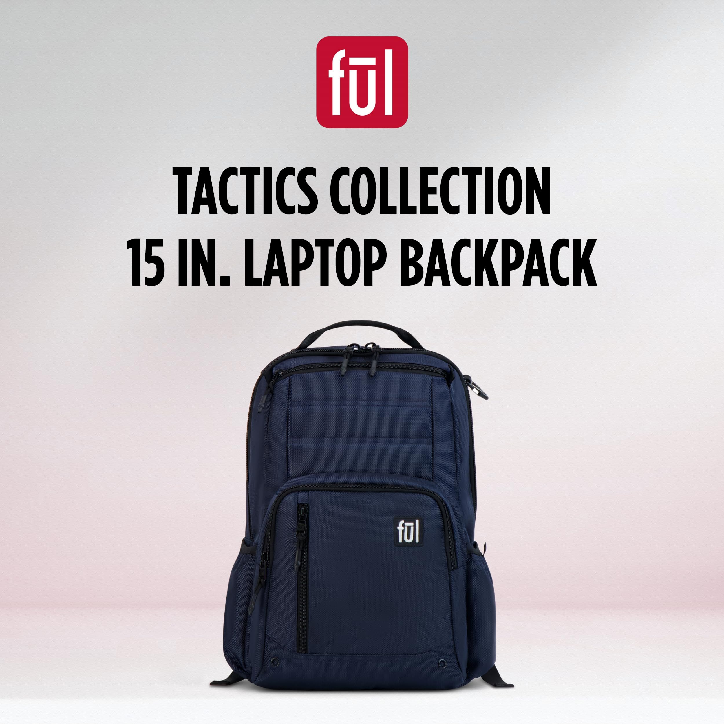 FUL Tactics Collection 15 Inch Laptop Backpack, Phantom Padded Computer Bag for Commute or Travel, Navy