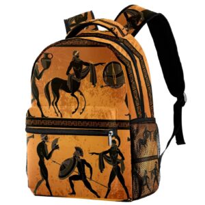 djrow ancient greece scene with black figure pottery ancient greek mythology backpack casual sports daypack travel school bag with multiple pockets for men women college