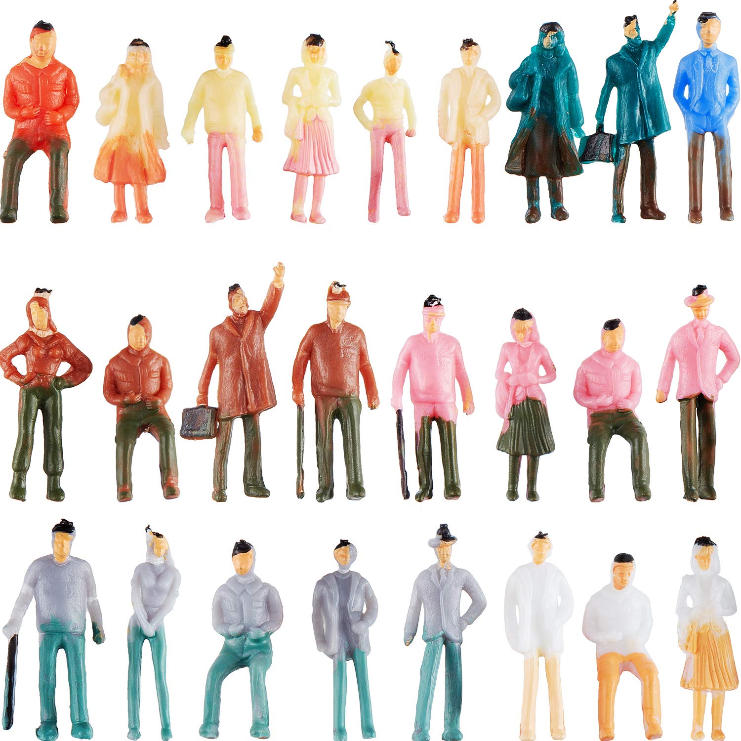 Gejoy 200 Pieces People Figurines 1:75 Scale Model Trains Architectural Plastic People Figures Tiny People Sitting and Standing for Miniature Scenes