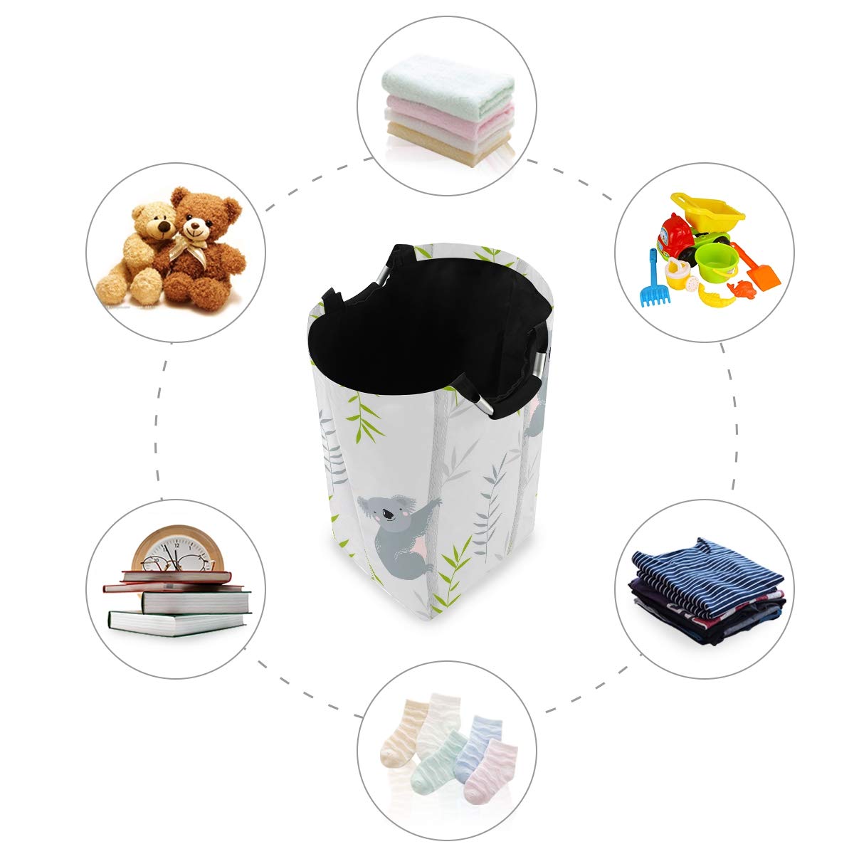 Collapsible Laundry Basket Cute Koala Animal Bear Laundry Hamper Large Cloth Hamper Laundry Organizer Holder with Handle