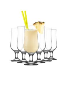 lav hurricane glasses set of 6 - pina colada cocktail glasses 13 oz - great choice for tropical drinks & beers and juice - lead-free clear tulip drinking cups father's day gift