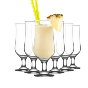 lav Hurricane Glasses Set of 6 - Pina Colada Cocktail Glasses 13 Oz - Great Choice for Tropical Drinks & Beers and Juice - Lead-Free Clear Tulip Drinking Cups Father's Day Gift