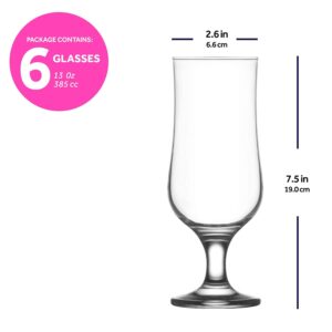 lav Hurricane Glasses Set of 6 - Pina Colada Cocktail Glasses 13 Oz - Great Choice for Tropical Drinks & Beers and Juice - Lead-Free Clear Tulip Drinking Cups Father's Day Gift