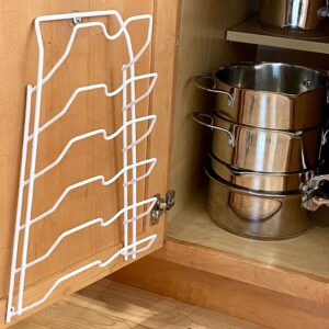 Evelots 6 Pot Lid Organizer for Cabinet or Pantry Wall - Cupboard Door Pots and Pans Organizer - Glass or Metal Pan Covers Cabinet Organizer - Rack Hanger Dividers - Set of 2