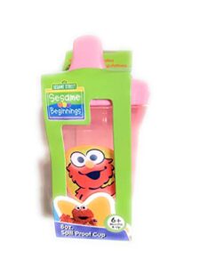 sesame street sesame beginnings 8oz. spill proof cups - elmo, pink