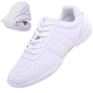 dadawen adult & youth white cheerleading shoe athletic sport training competition tennis sneakers cheer shoes white us size 4 m big kid