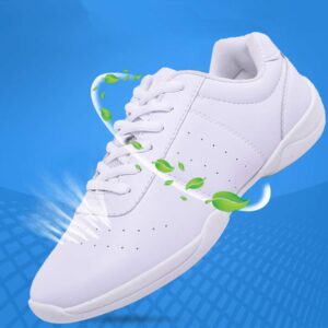 DADAWEN Adult & Youth White Cheerleading Shoe Athletic Sport Training Competition Tennis Sneakers Cheer Shoes White US Size 4 M Big Kid