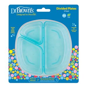 Dr. Brown’s Divided Plate for Baby and Toddler Feeding, Stackable Kids Dish Set, Dishwasher Safe 3 Pack, BPA Free, 4m+