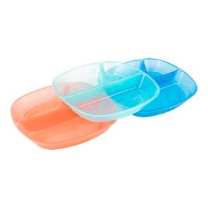 Dr. Brown’s Divided Plate for Baby and Toddler Feeding, Stackable Kids Dish Set, Dishwasher Safe 3 Pack, BPA Free, 4m+