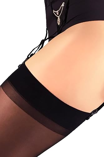 Mila Marutti Sheer Thigh High Stockings for Women Pantyhose Nylons for Garter Belt Lingerie - Black, S/M/L