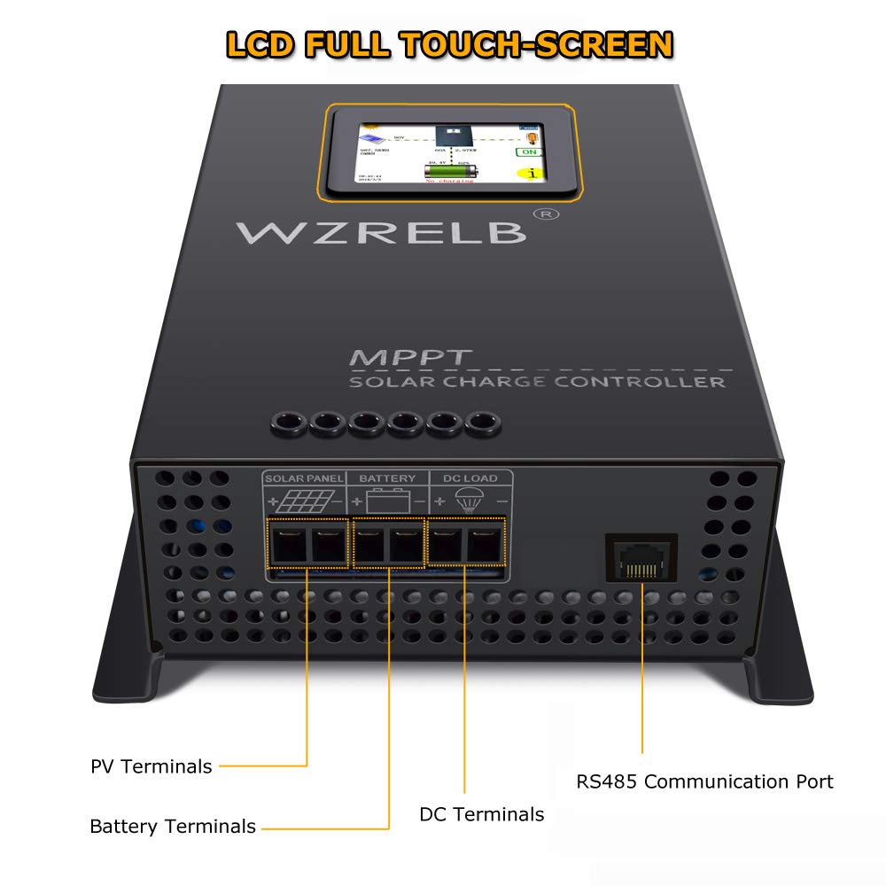 40A MPPT Solar Charge Controller Battery Charger Controller 48V 24V 12V Auto Parameter Adjustable with LED Display fit for Gel Sealed Flooded and Lithium Battery