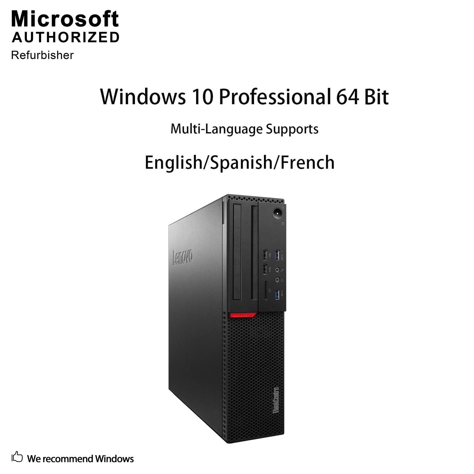 Lenovo ThinkCentre M800 Small Form Factor PC, Intel Quad Core i5 6500 up to 3.6GHz, 16G DDR4, 240G SSD + 2T HDD, WiFi, BT 4.0, Win 10 Pro 64-Multi-Language Support English/Spanish/French(Renewed)