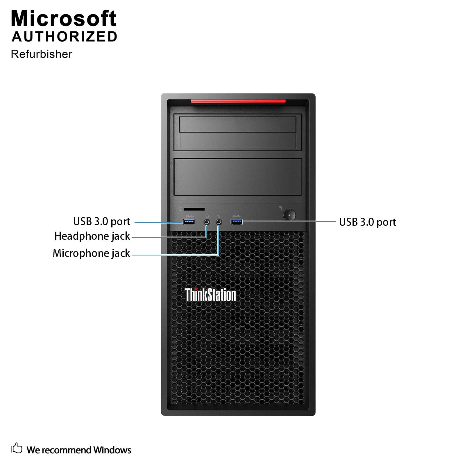 Lenovo ThinkStation P310 Tower Desktop PC, Intel Quad Core i7 6700 up to 4.0GHz, 16G DDR4, 1T SSD + 3T HDD, WiFi, BT 4.0, DVD, Windows 10 Pro 64-Multi-Language Support English/Spanish/French (Renewed)